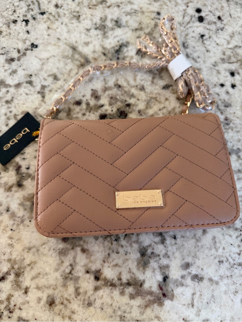 bebe Quilted Crossbody Bag in Mauve
